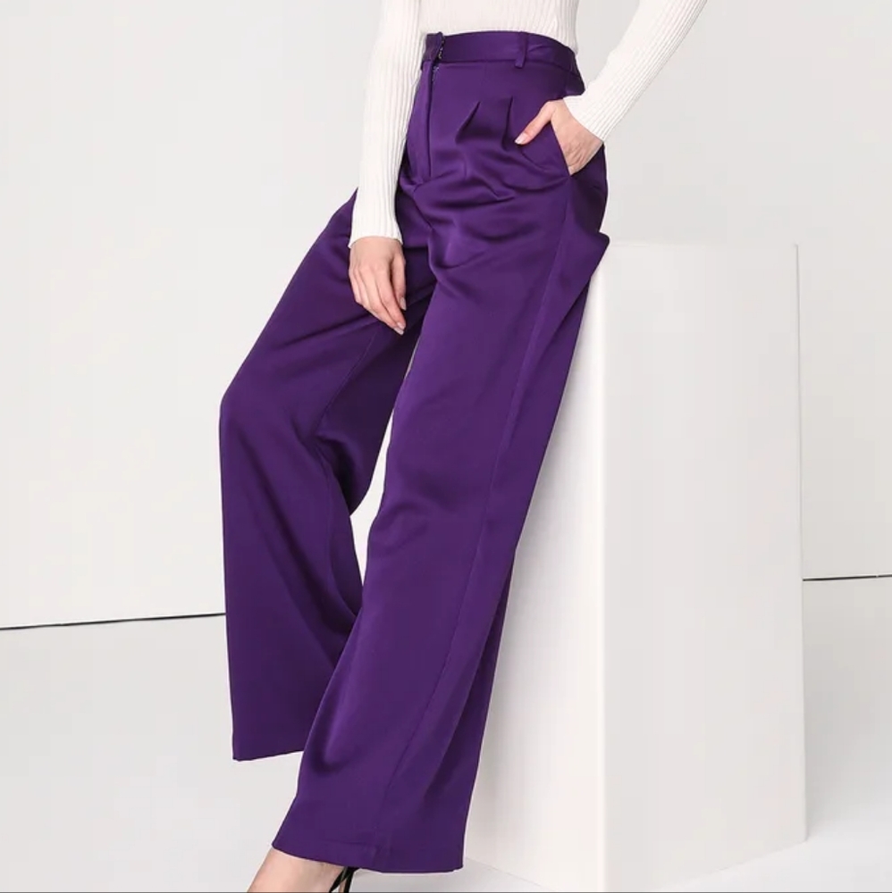 Lulu's purple wide leg pants HEMMED to XXSP